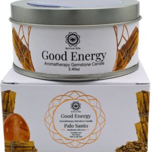 Green Tree - edelsteen - geurkaars- Good Energy - carneool - Palo Santo 70g