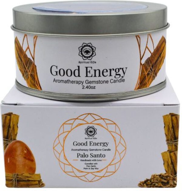 Green Tree - edelsteen - geurkaars- Good Energy - carneool - Palo Santo 70g