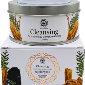 Green Tree - edelsteen - geurkaars - Cleansing - zwarte toermalijn - Sandalwood 70g