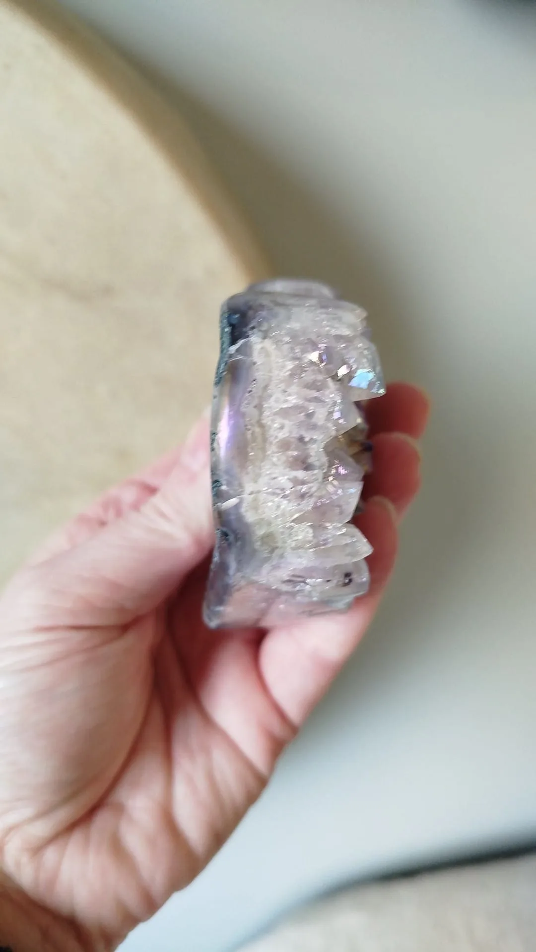 Amethist hart met aura coating -( 9 x 7 cm) - Afbeelding 4