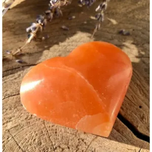 Hart knuffelsteen seleniet Oranje - 7x6,5cm