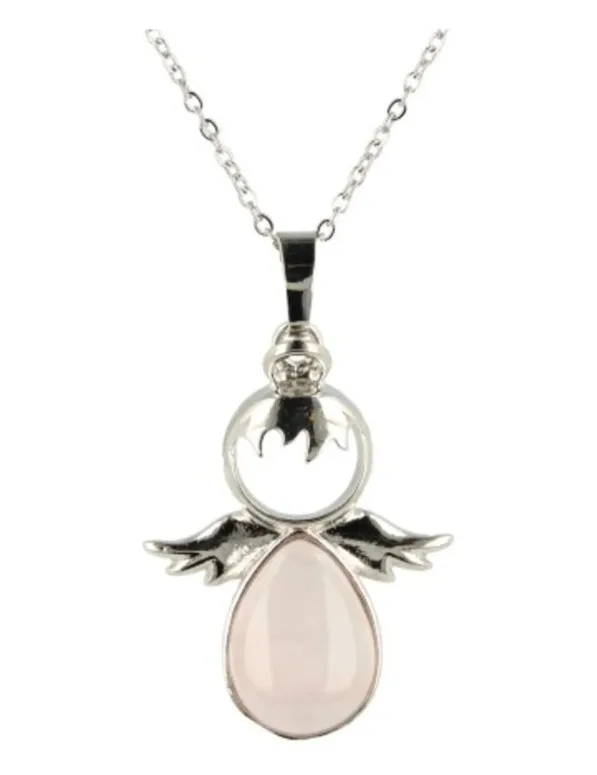 Beschermengel hanger los Roze kwarts