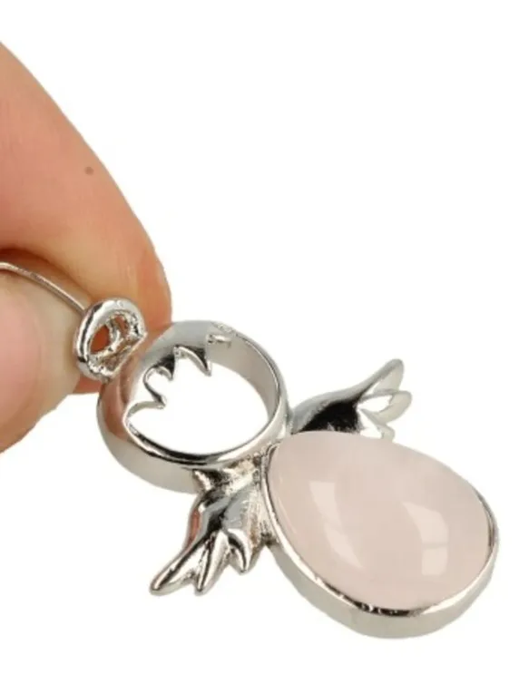 Beschermengel hanger los Roze kwarts